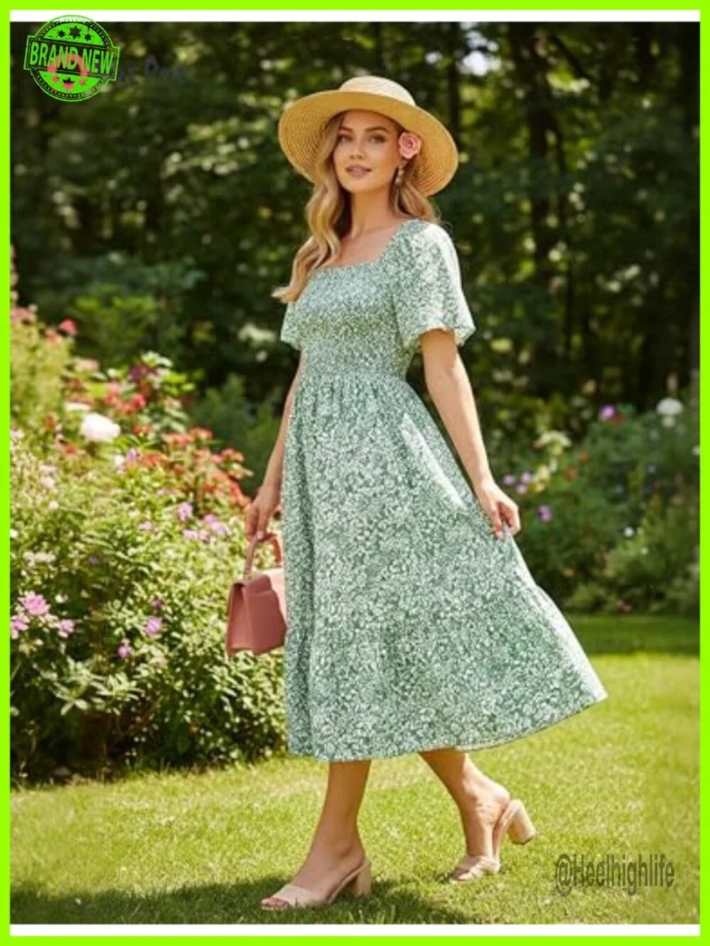Ditsy Floral Beach Vacation Photo Dresses and T-Shirts Matching Sets